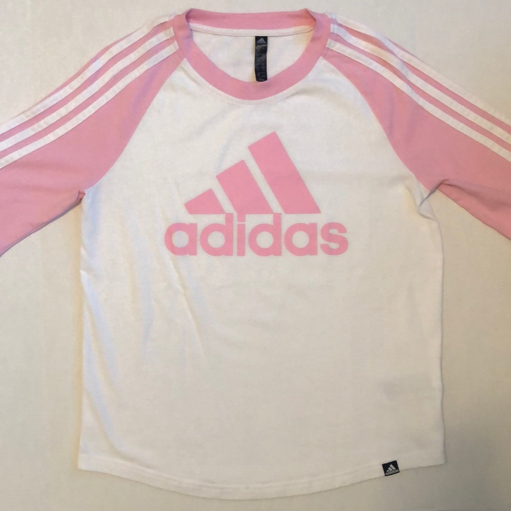 Adidas Pink And White Short Sleeve Shirt